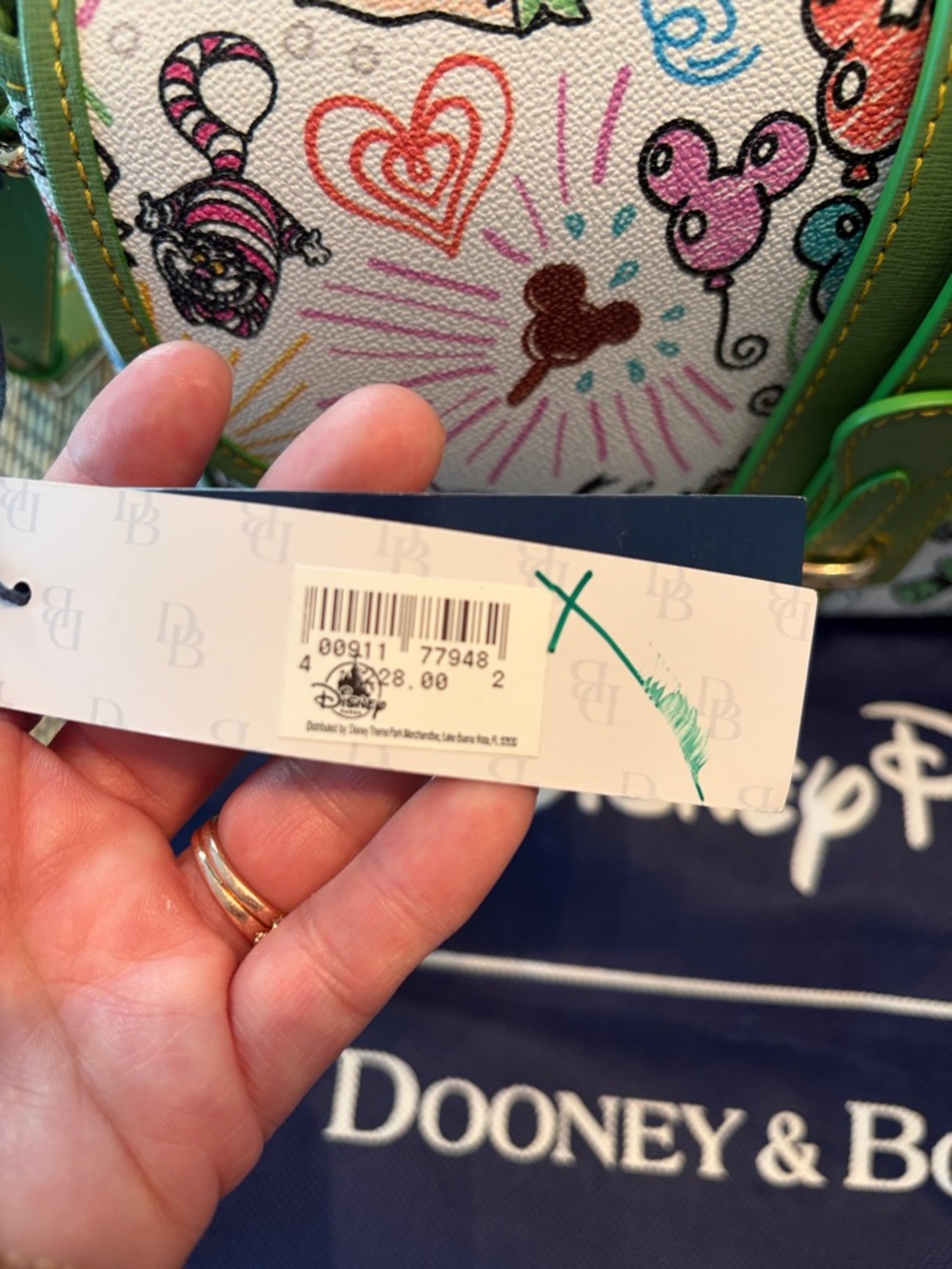 Dooney & Bourke White Multicolor Disney Character Shoulder Bag with Green Trim - Picture 13 of 16